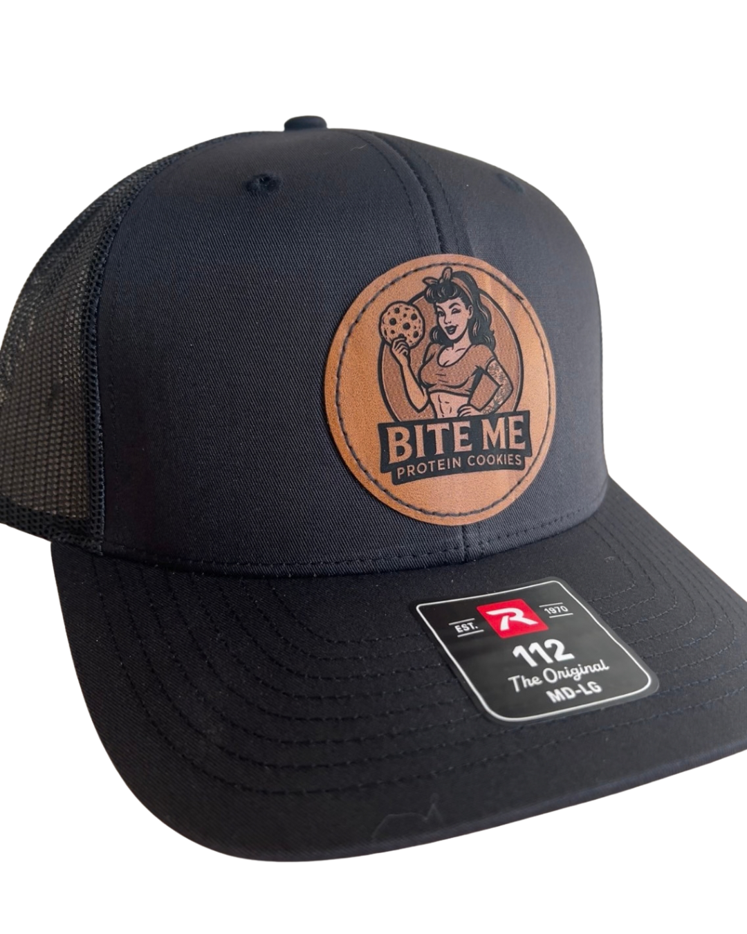 Bite Me Logo Leather Patch Hat
